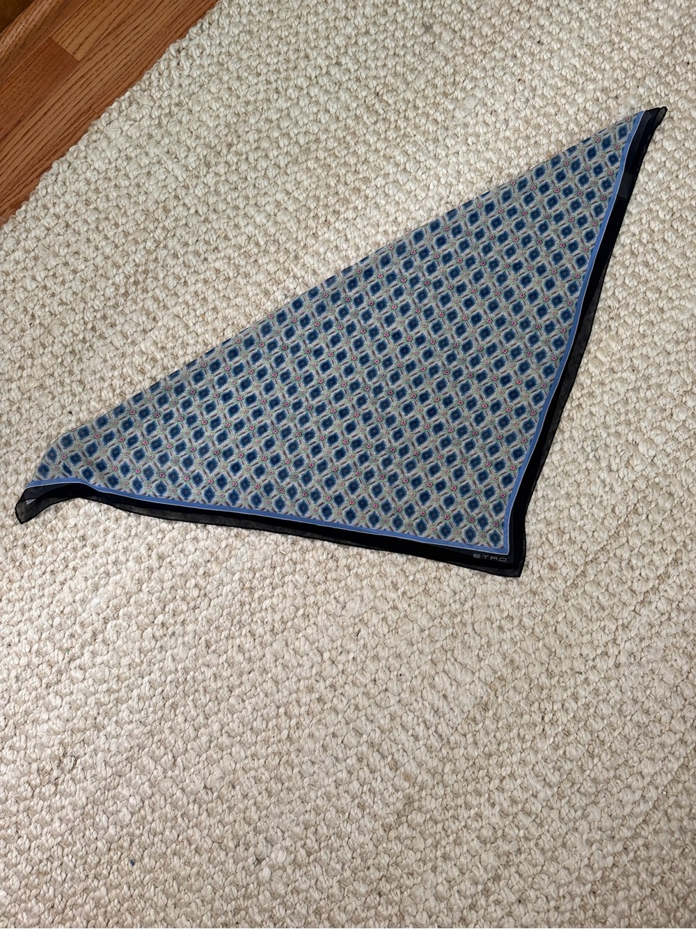 Etro Blue Geometric Silk Scarf